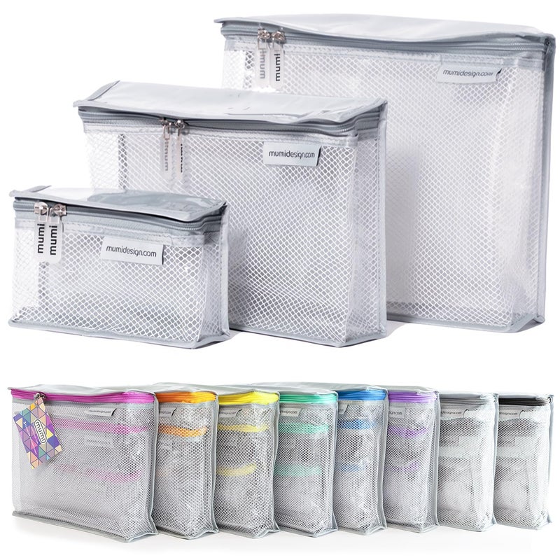 MUMI Travel Toiletry Bag Set of 3 â€“ Clear TSA Approved Toiletry Bags for Women â€“ Reusable Water-Resistant Makeup Organizer Pouches for Skincare, Cosmetics, Travel Accessories, Airport Packing - Gray - Image 1
